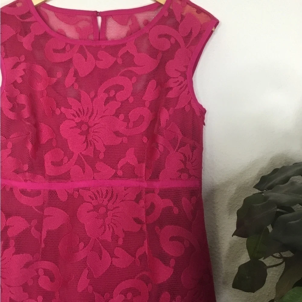 Laundry Pink Mesh Floral Pattern Sheath Dress